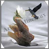 COLIBRI sur FLEUR (Corps en LAPIS LAZULI) - 220 mm - A001