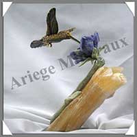 COLIBRI sur FLEUR (Corps en OEIL de TIGRE) - 270 mm - A001