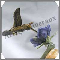 COLIBRI sur FLEUR (Corps en OEIL de TIGRE) - 270 mm - A001