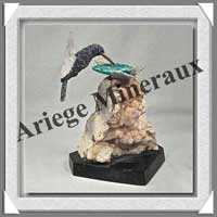 COLIBRI sur FLEUR (Corps en SODALITE) - 175 mm - A001