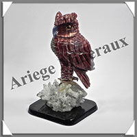 HIBOU (Corps en ARAGONITE Fonce) - 120x70x65 mm - A015