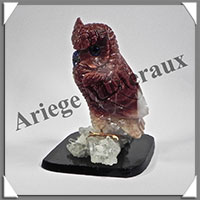 HIBOU (Corps en ARAGONITE Fonce) - 100x70x65 mm - A016