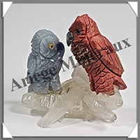 HIBOUX Couple - Socle QUARTZ - 55x55x35 mm - A001