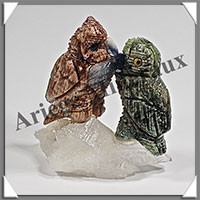 HIBOUX Couple - Socle QUARTZ - 55x50x30 mm - A002