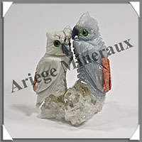 HIBOUX Couple - Socle QUARTZ - 55x40x35 mm - A003