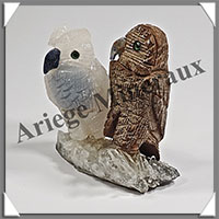 HIBOUX Couple - Socle QUARTZ - 50x50x25 mm - A004