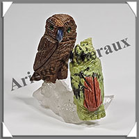 HIBOUX Couple - Socle QUARTZ - 55x50x25 mm - A005