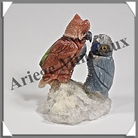 HIBOUX Couple - Socle QUARTZ - 60x45x35 mm - A008