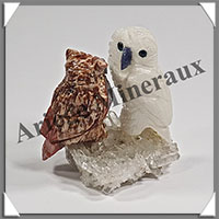 HIBOUX Couple - Socle QUARTZ - 50x50x35 mm - A009