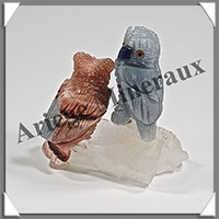 HIBOUX Couple - Socle QUARTZ - 60x60x35 mm - A010