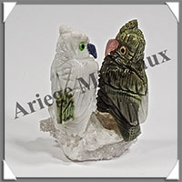 HIBOUX Couple - Socle QUARTZ - 50x40x35 mm - A011