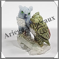 HIBOUX Couple - Socle QUARTZ - 50x45x30 mm - A013
