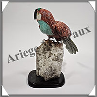 PERROQUET ROUGE (Corps en JASPE ROUGE) - 130x120x100 mm - A005