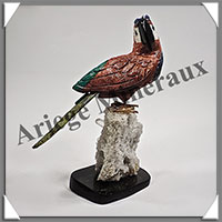 PERROQUET ROUGE (Corps en JASPE ROUGE) - 150x110x85 mm - A006