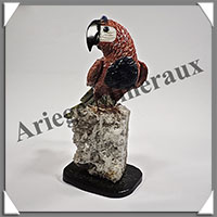 PERROQUET ROUGE (Corps en JASPE ROUGE) - 150x110x85 mm - A006