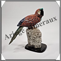 PERROQUET ROUGE (Corps en JASPE ROUGE) - 140x80x65 mm - A007