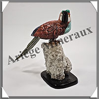 PERROQUET ROUGE (Corps en JASPE ROUGE) - 140x80x65 mm - A007