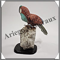 PERROQUET ROUGE (Corps en JASPE ROUGE) - 140x80x65 mm - A007