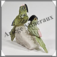 PERROQUETS Couple - Socle QUARTZ - 65x65x40 mm - A001