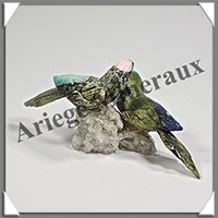 PERROQUETS Couple - Socle QUARTZ - 65x50x30 mm - A002