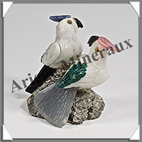 PERROQUETS Couple - Socle PYRITE - 45x45x40 - A015