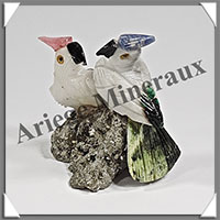 PERROQUETS Couple - Socle PYRITE - 45x45x40 - A015