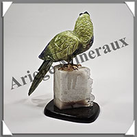 PERROQUET VERT (Corps en SERPENTINE) - 130x110x50 mm - A009