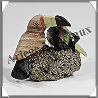 TOUCANS Couple - Socle PYRITE - 70x50x50 mm - A001