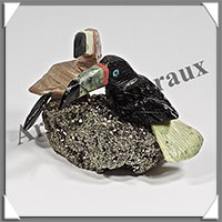 TOUCANS Couple - Socle PYRITE - 70x50x50 mm - A001