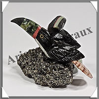 TOUCANS Couple - Socle PYRITE - 65x50x40 mm - A002