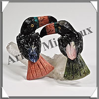TOUCANS Couple - Socle QUARTZ - 75x50x40 mm - A014