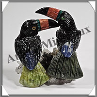 TOUCANS Couple - Socle QUARTZ - 60x50x40 mm - A015